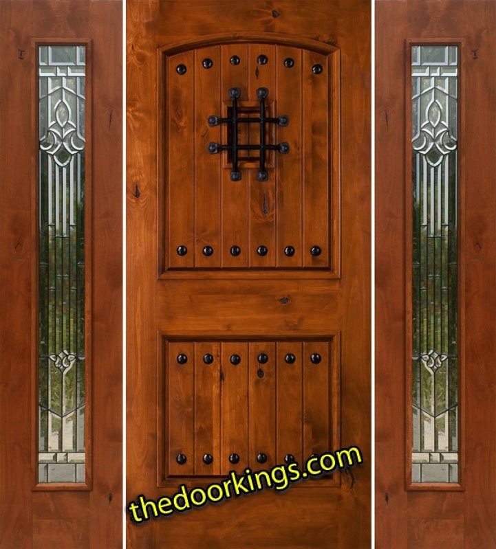 sw66 knotty alder wood door with two mystic sidelites